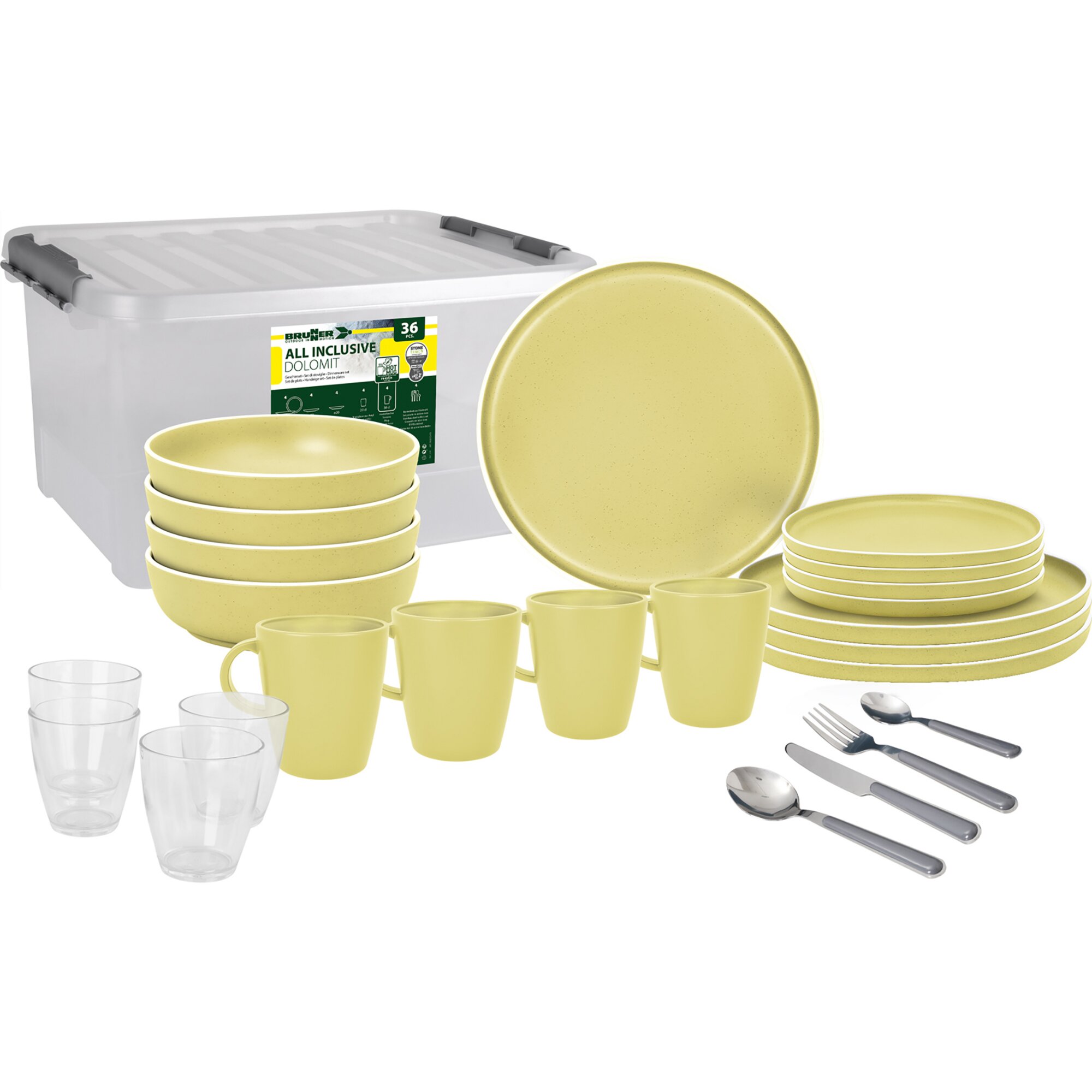 Dolomit tableware set, yellow, 36 pcs