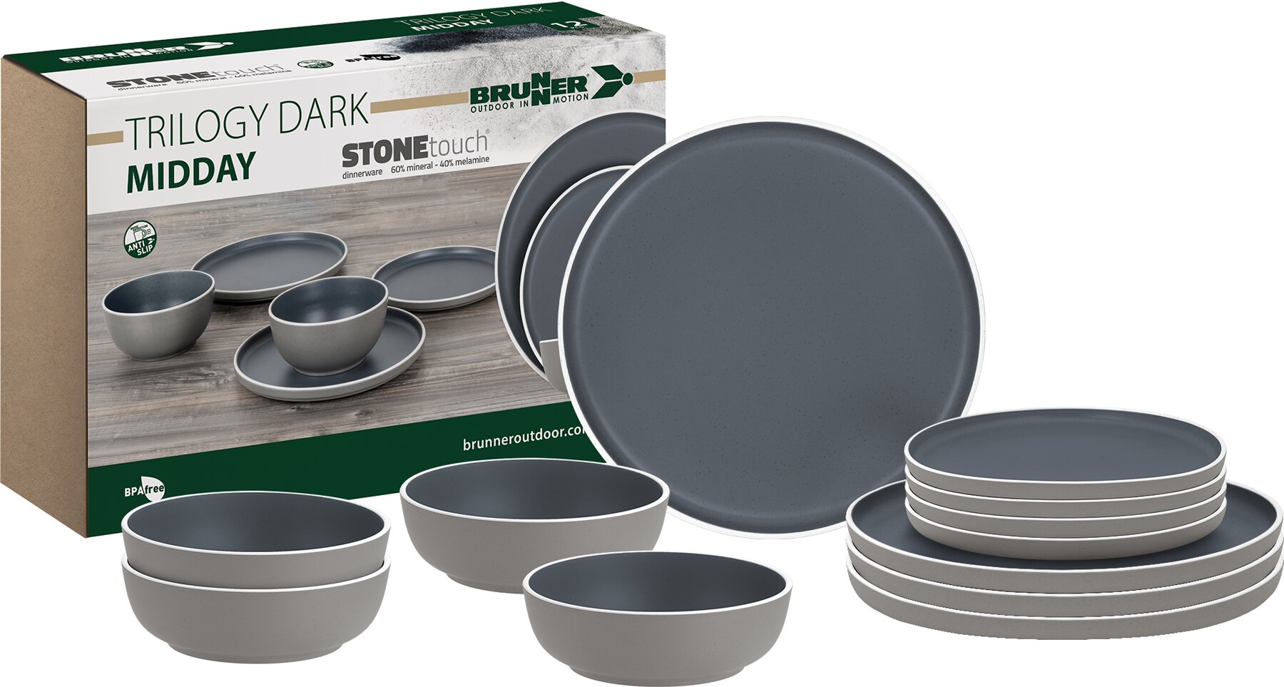 Trilogy Dark Tableware Set, 12 pcs
