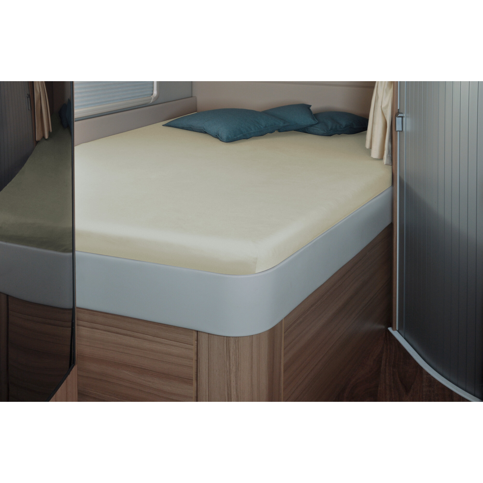 Fitted Sheet, 142 x 195 (158/ 42) cm for French Bed in the Motorhome, sand