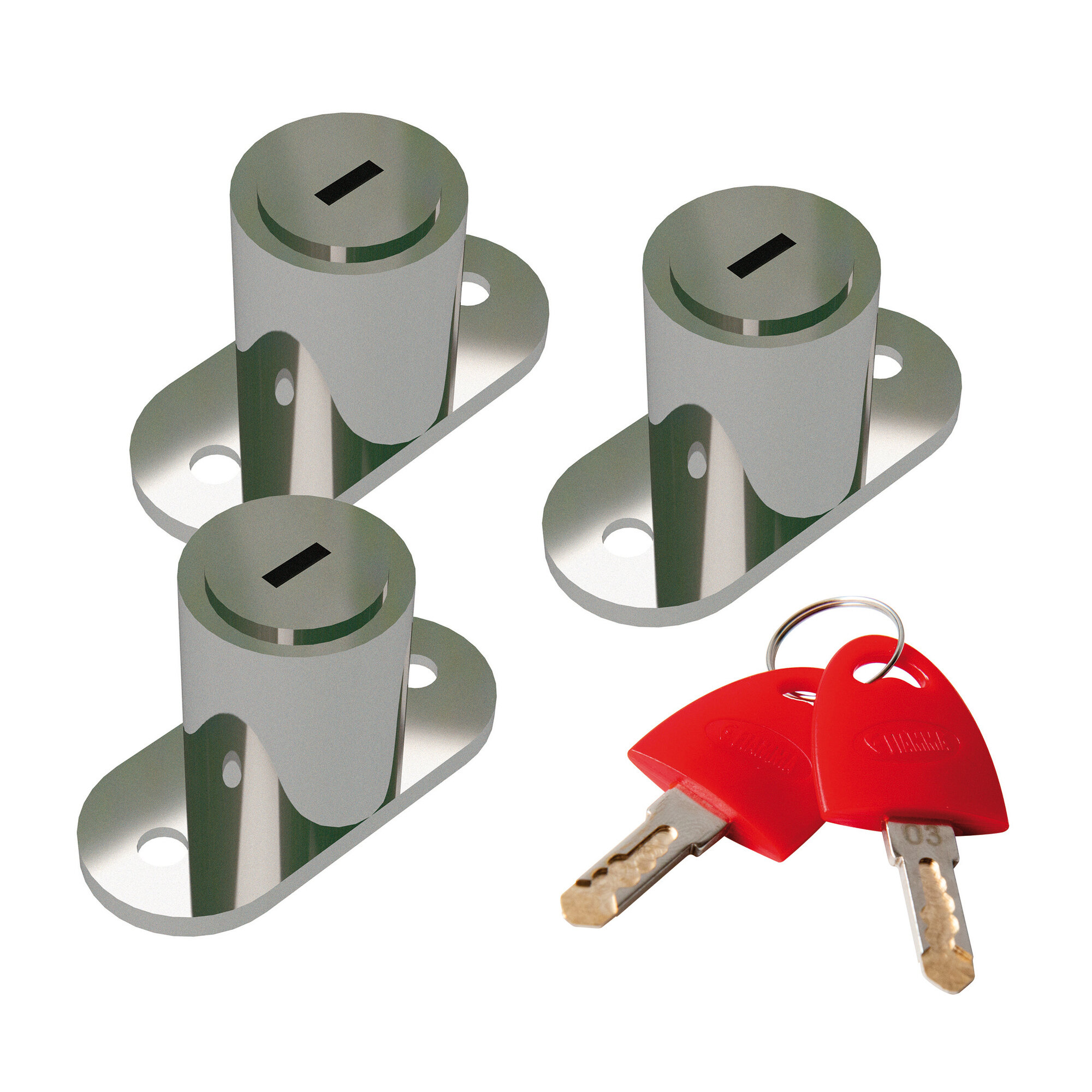 Spare Lock "One Key System" 3 Locks with 2 Keys