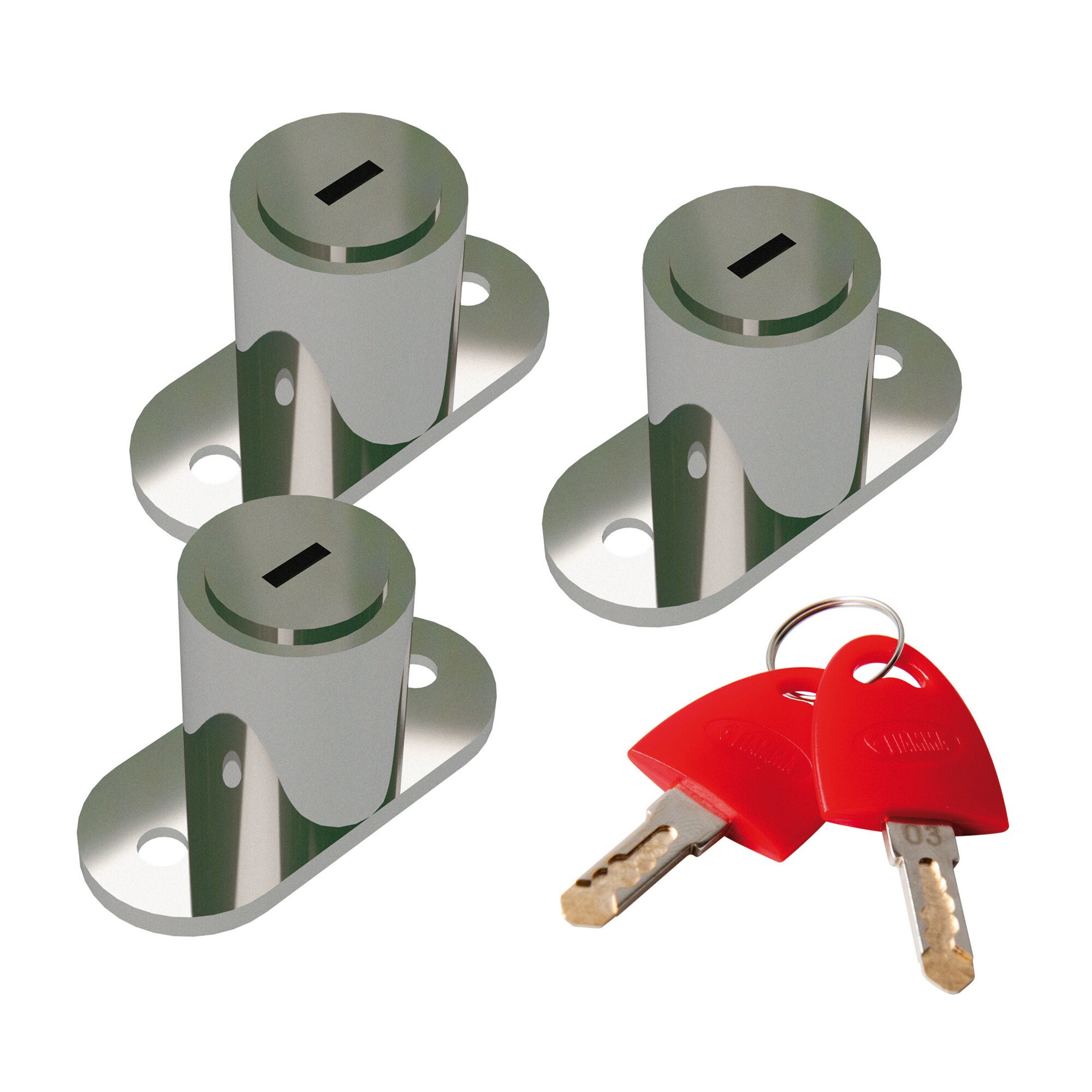 Spare Lock "One Key System" 3 Locks with 2 Keys