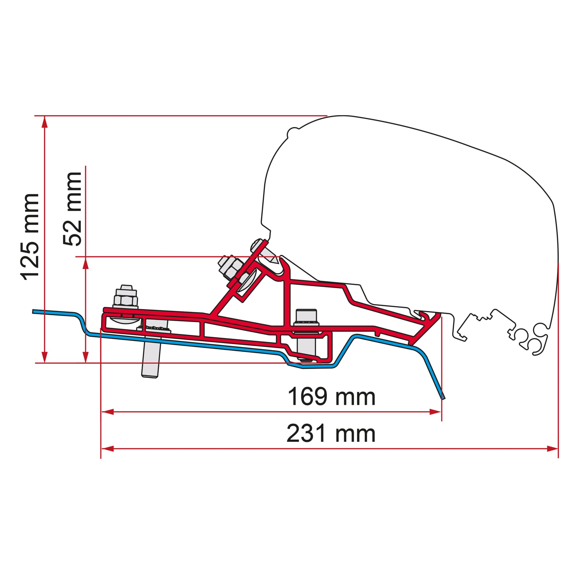 Awning Adapter Ford Transit Van L2 for F80s, 1 x 290 cm