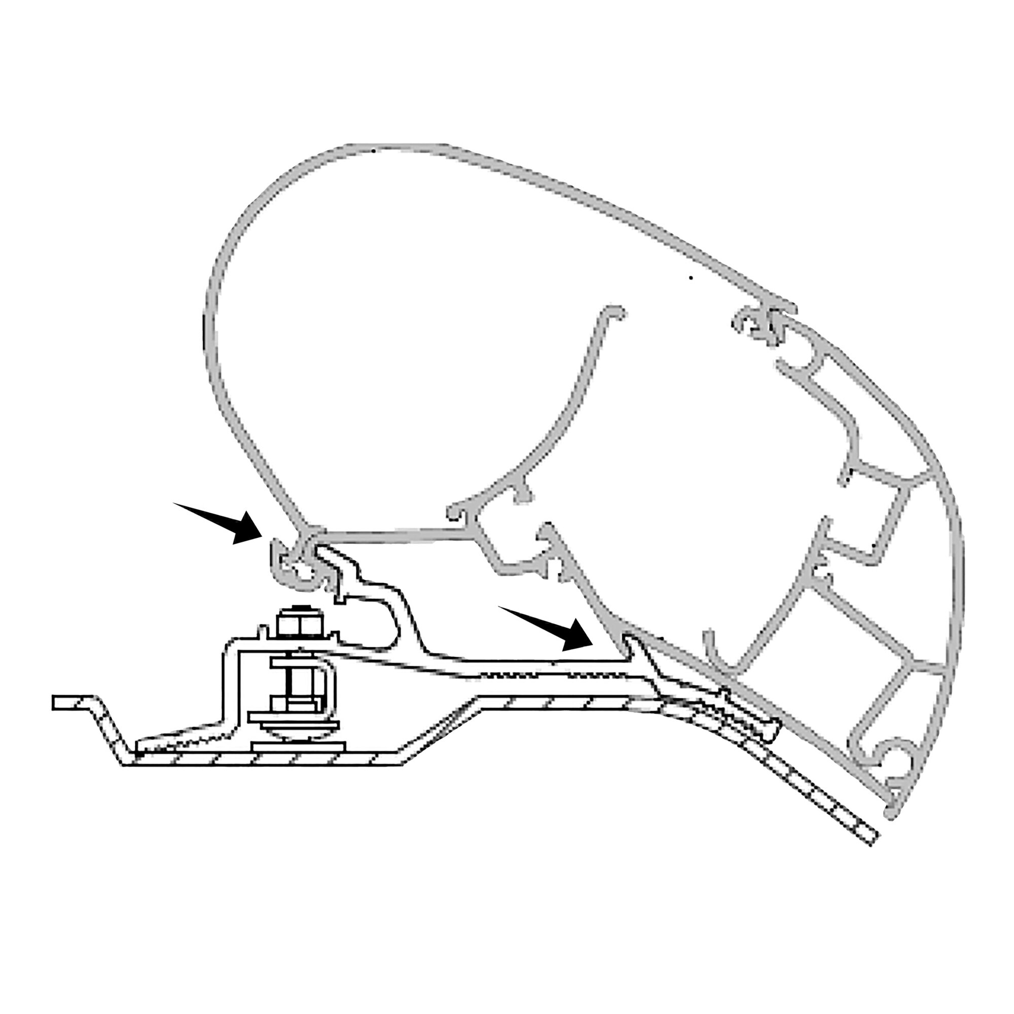 Adapter for Fiat Ducato built since 2006/07 for Awnings Dometic Series 2, 3,25 m