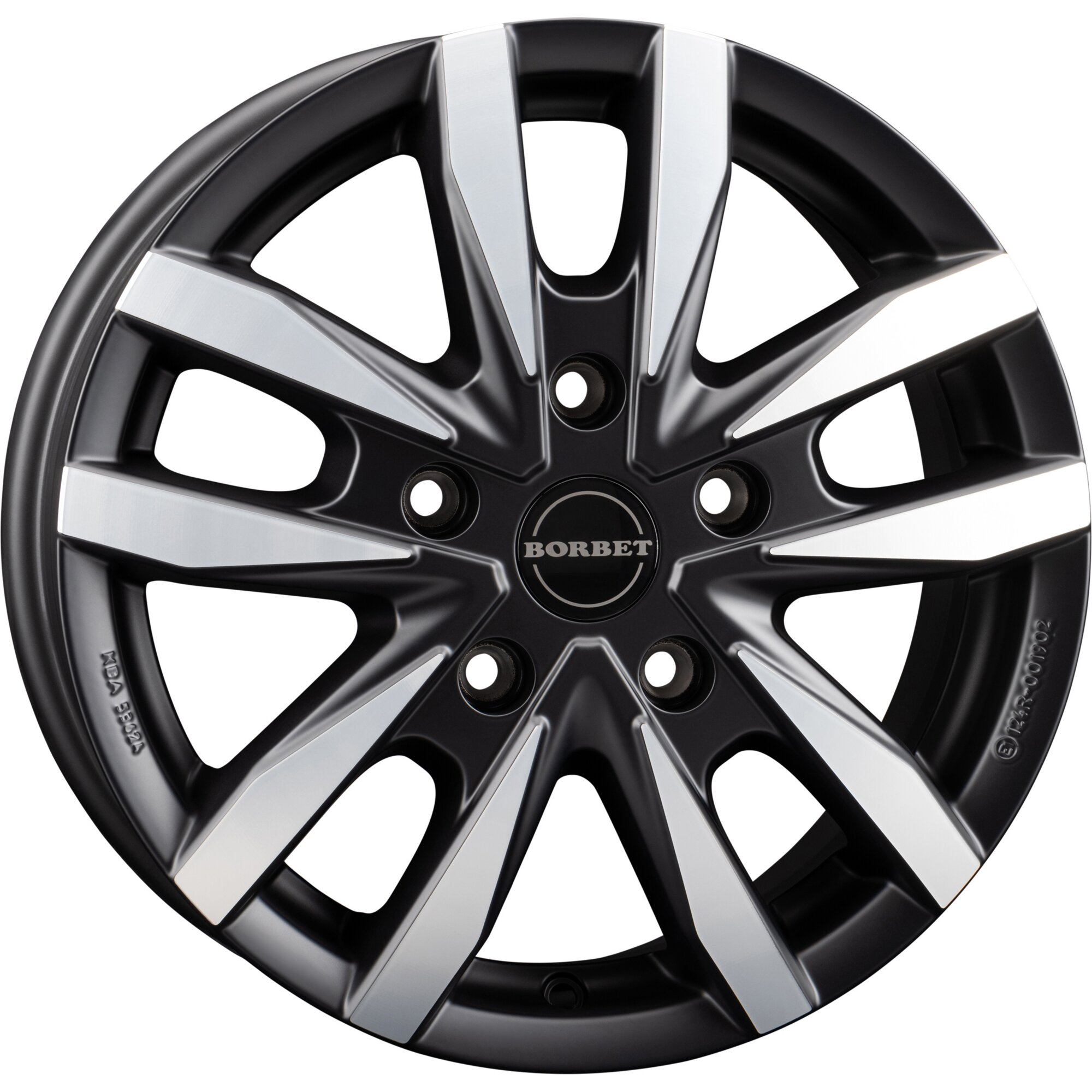 Aluminium Wheel Rim CW5 for Fiat Ducato with Heavy-Chassis, 1400 kg, black polished matt, 6 x 16"