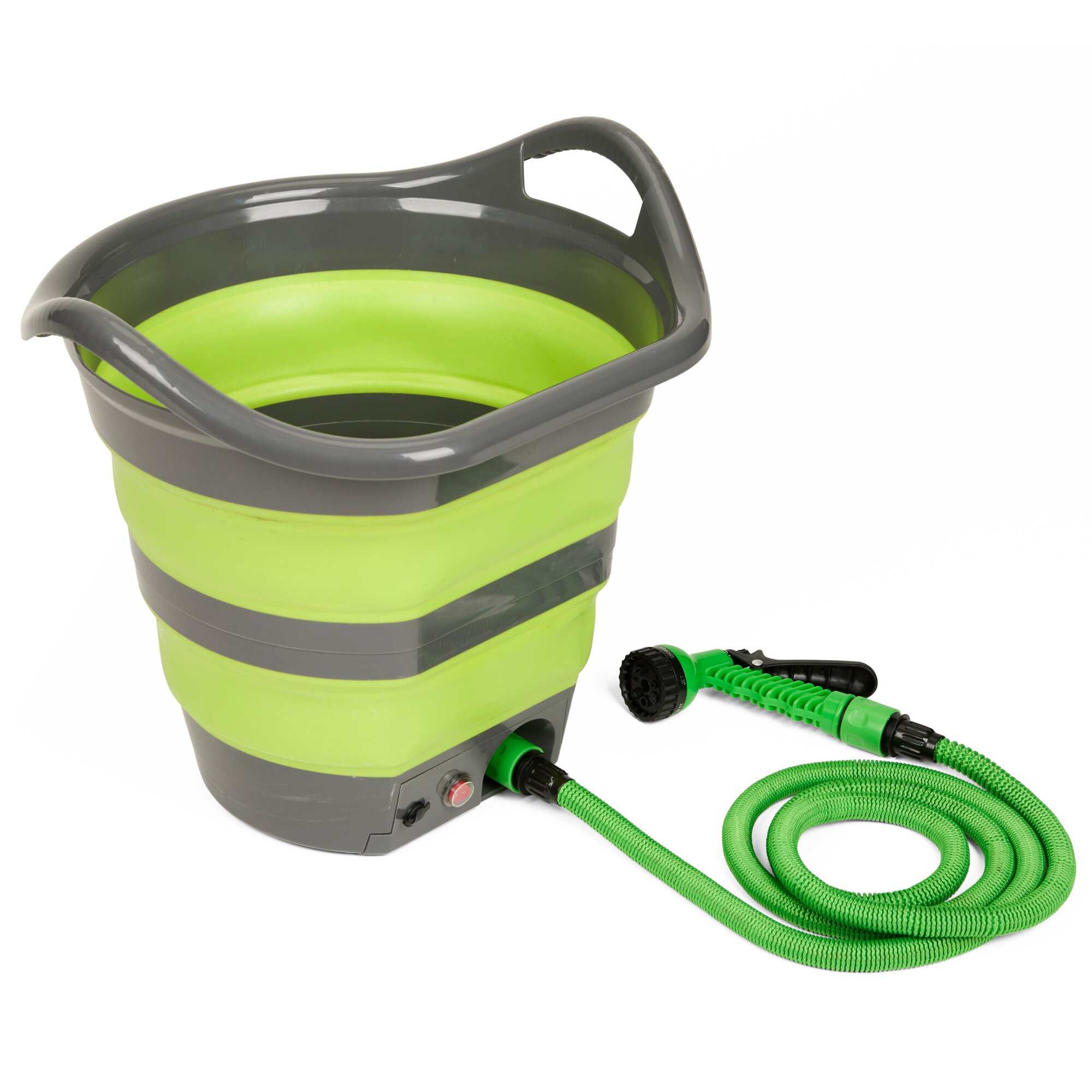 Folding Bucket 15 l with Shower Head, Portable Shower Battery Plus