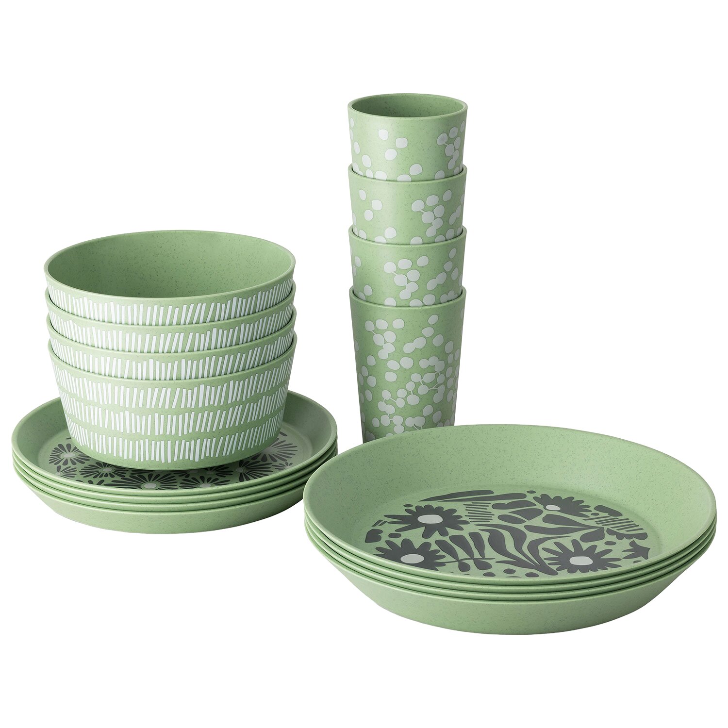 Tableware Set Blomster Natur Blatt 16 pcs green