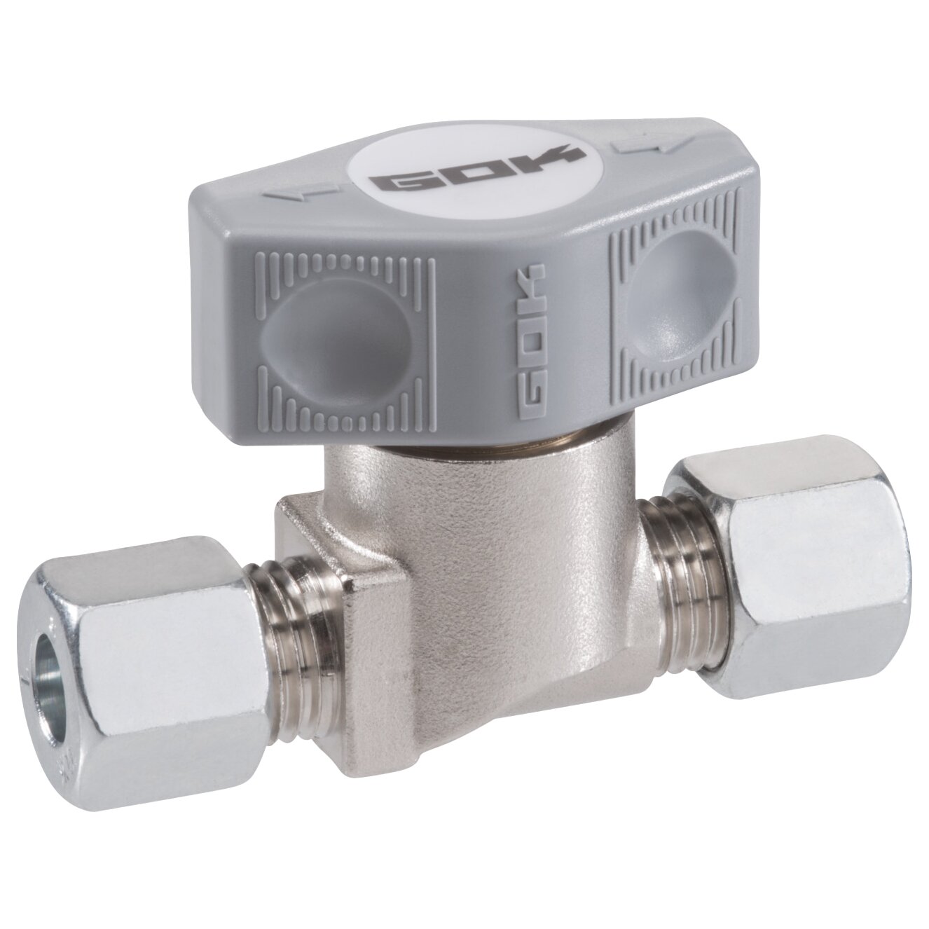 Safety Shut-Off Valve with Rotary Handle, nickel-plated, both sides RVS 12