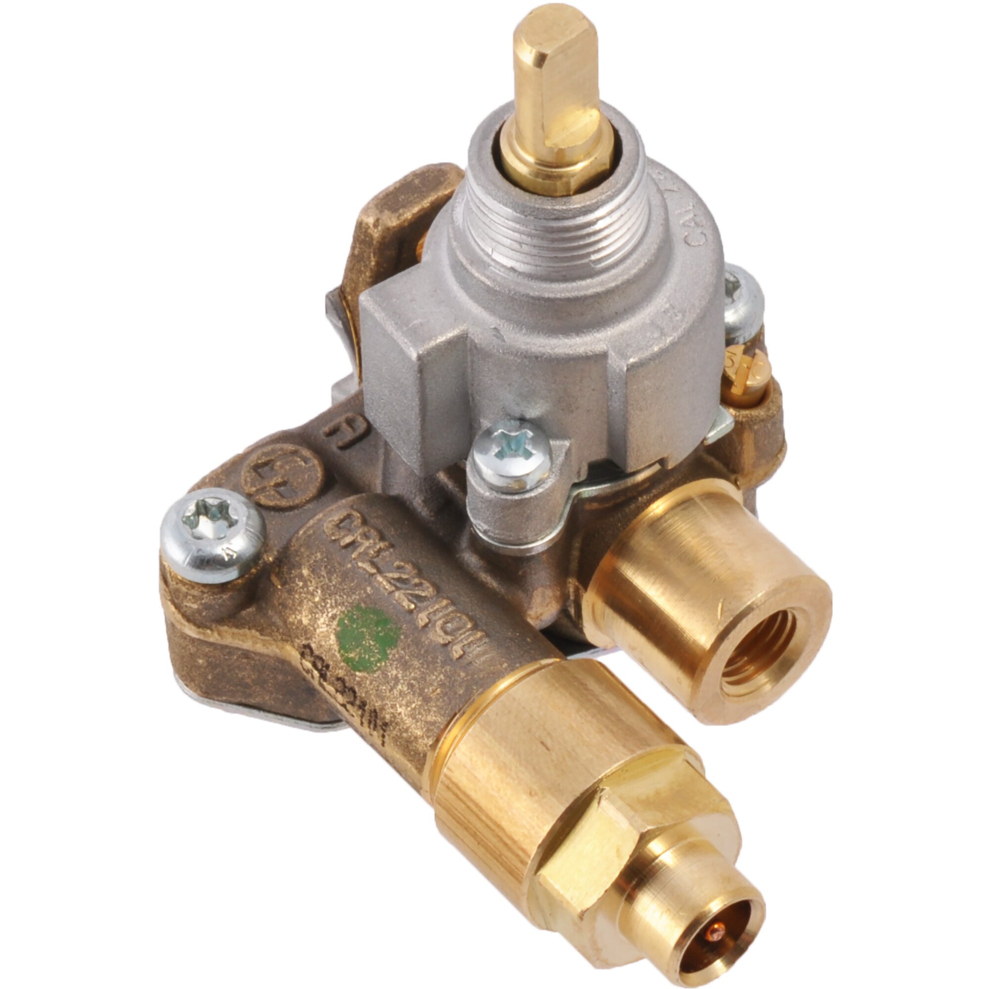 Gas Tap Angled, Golden, for Large Burner of Dometic Combinations, Burner Lid ø 75 mm
