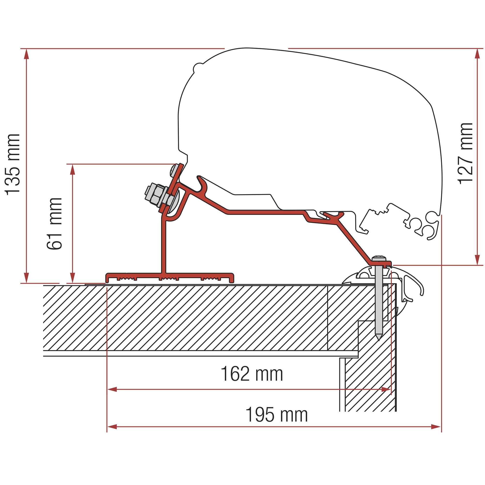 Awning Adapter Caravan Roof, 600 cm