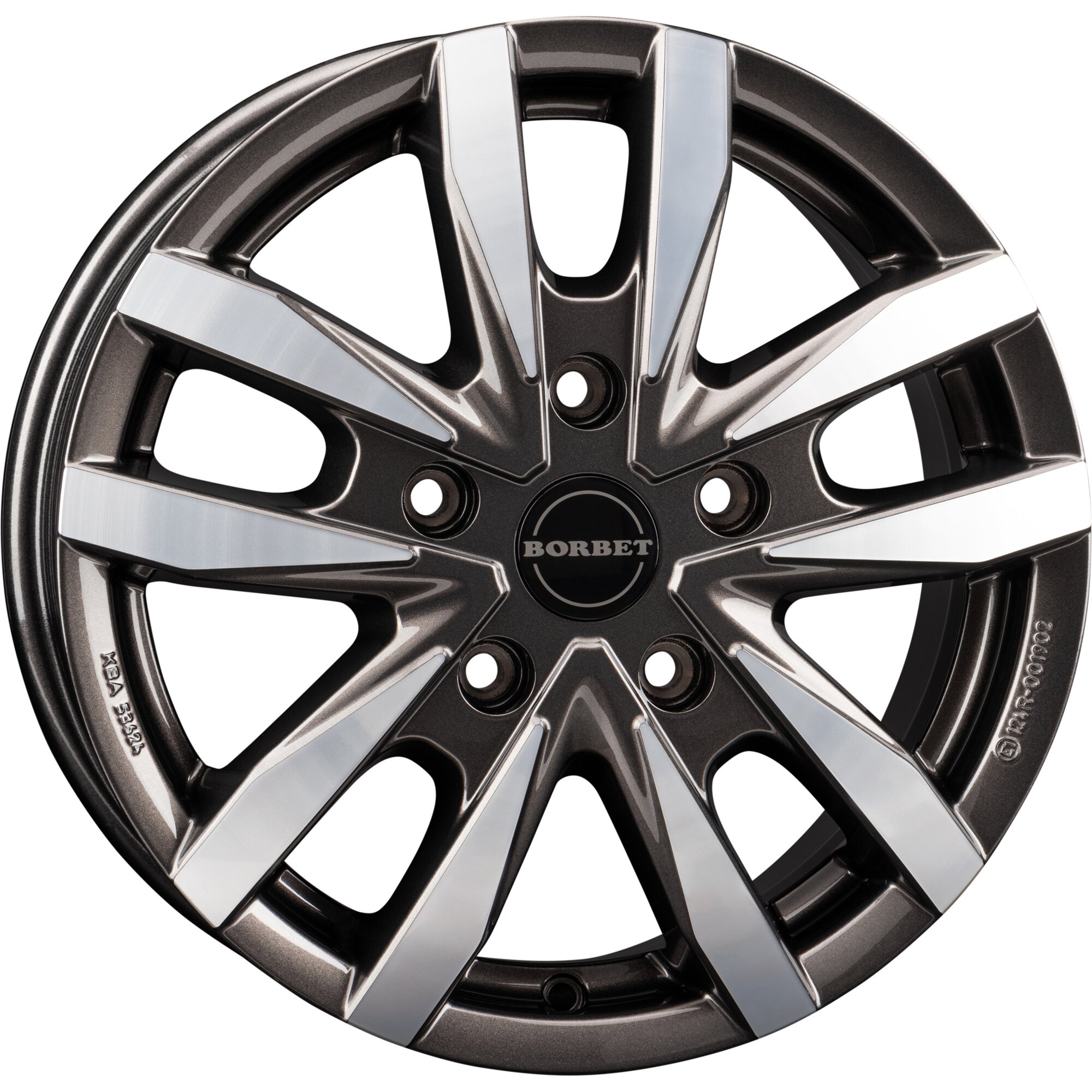 Alu Wheel Rim CW5 for MAN TGE, VW Crafter, 1260kg, mistral anthracite polished glossy, 6.5 x 16"
