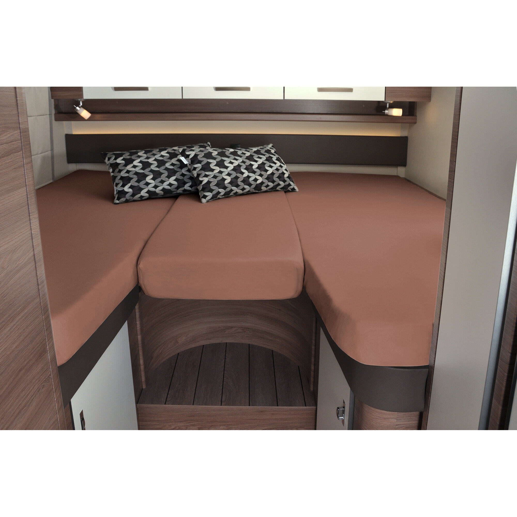 Fitted Sheet Set, 3 pcs, for Rear Beds, light brown