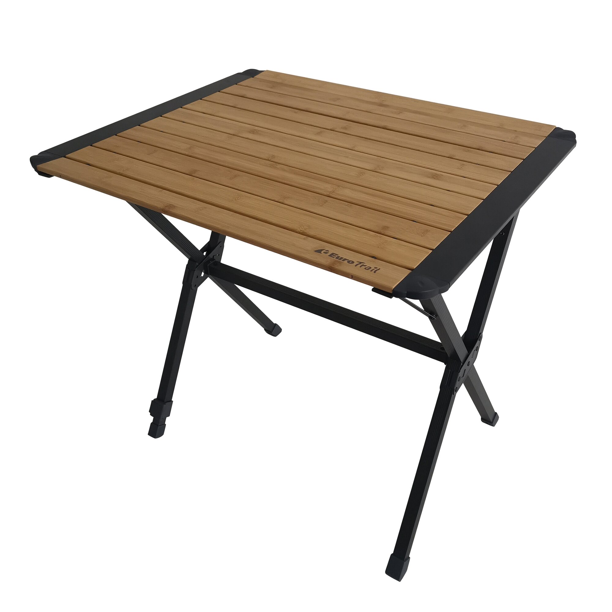 Bamboo Roll-Up Camping Table Chambery, 80 x 70 cm