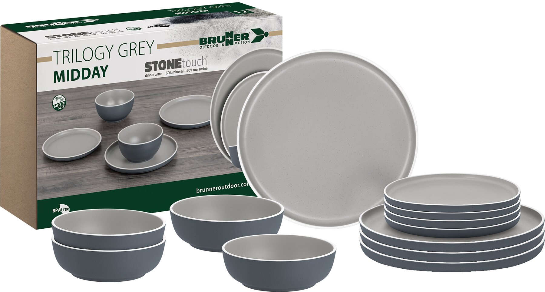 Trilogy Grey Tableware Set, 12 pcs
