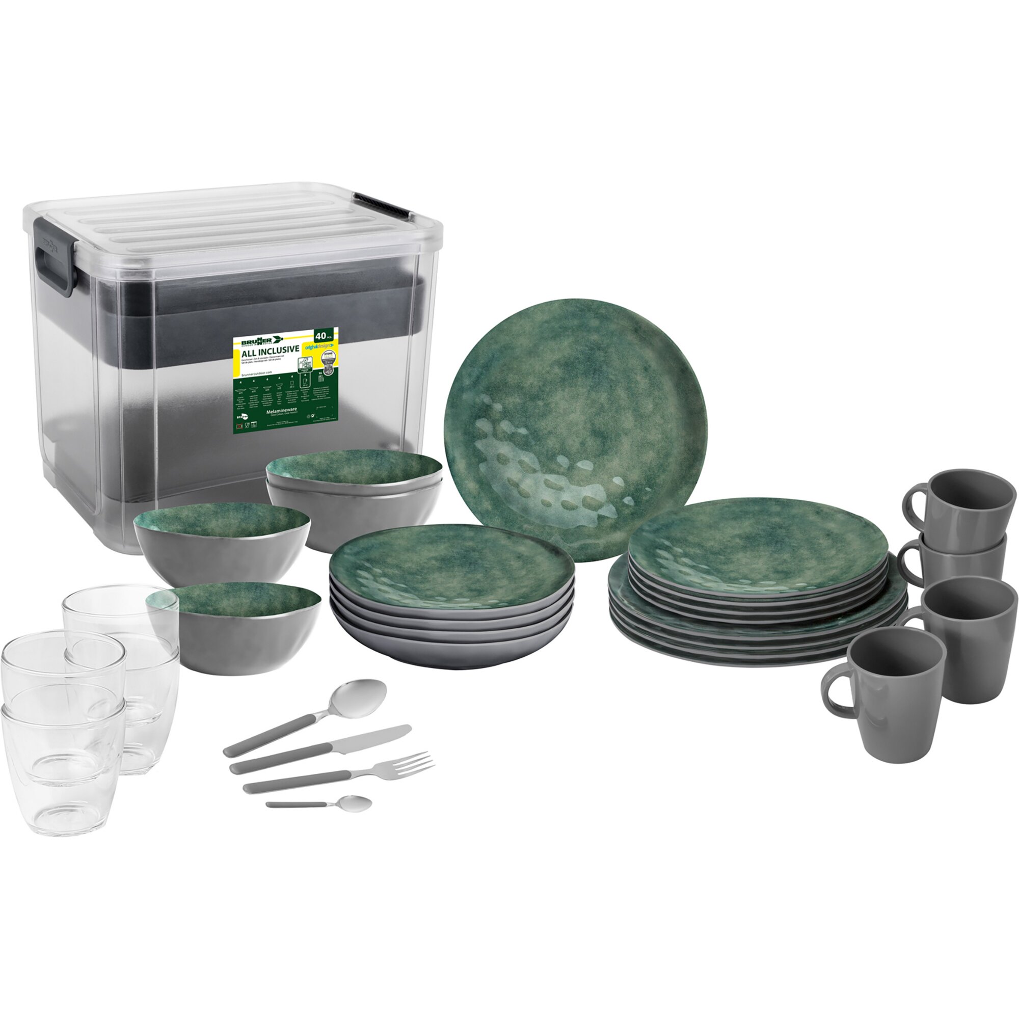 Venetian Sea Green tableware set, 40-piece tableware set.