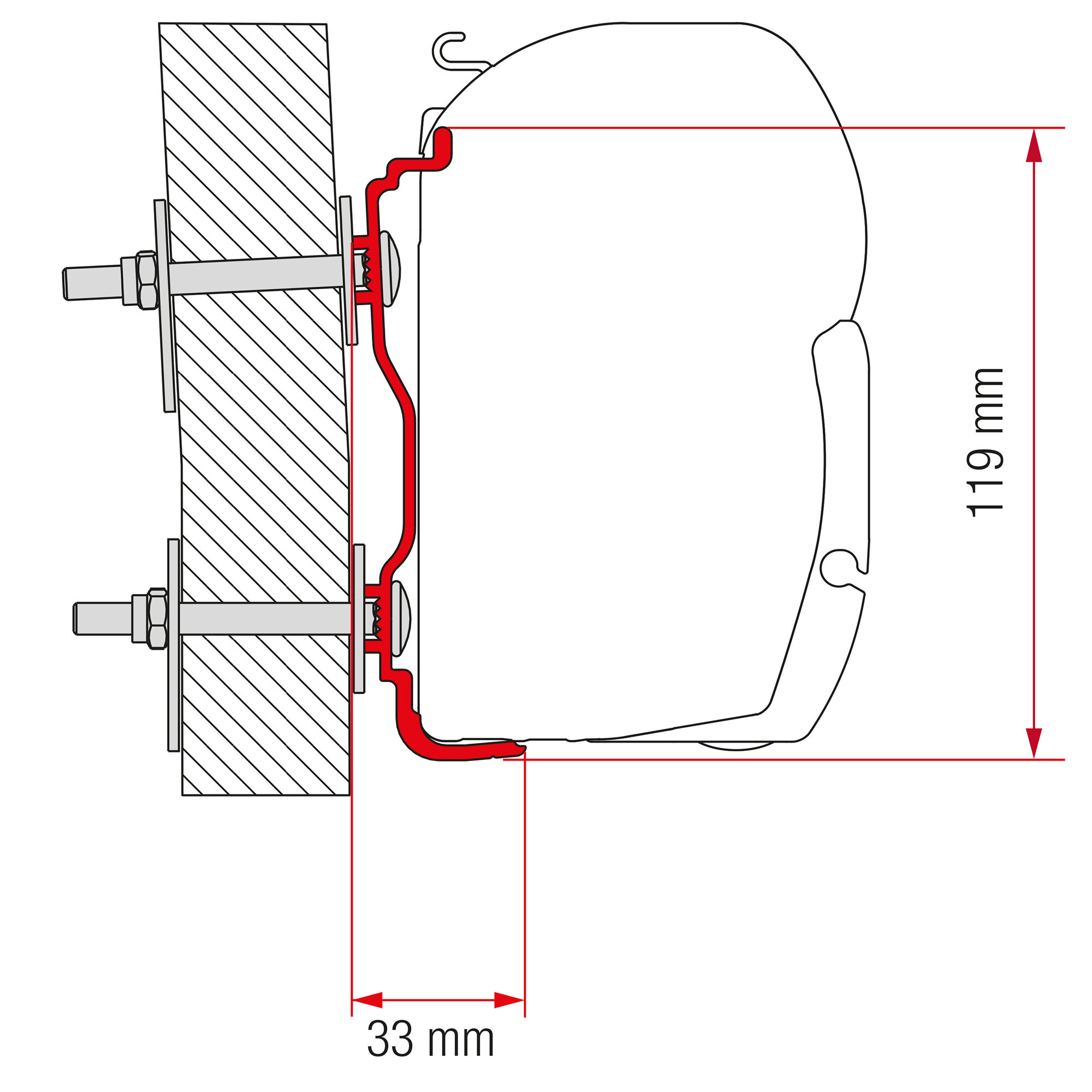 Awning Adapter Hymer from 2016, 350 cm