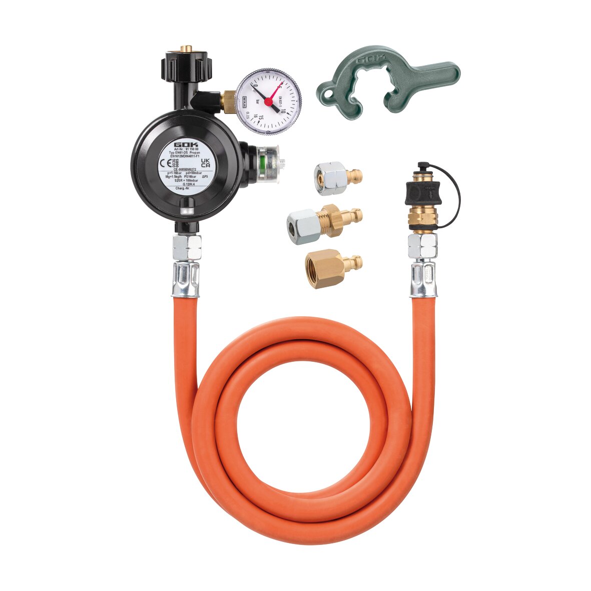 Camping Gas Regulator Hose Line Set with Pressure Gauge