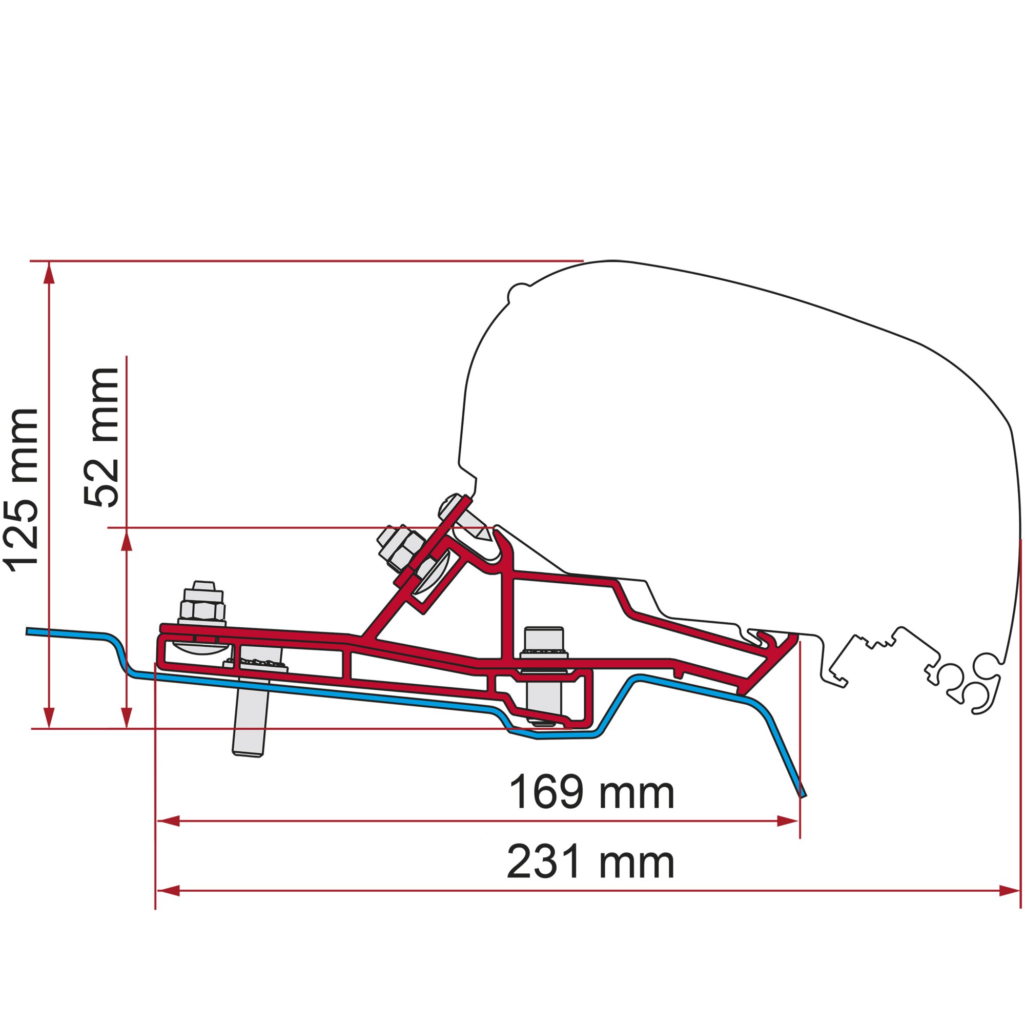 Awning Adapter Ford Transit Van L3 for F80s, 1 x 340 cm