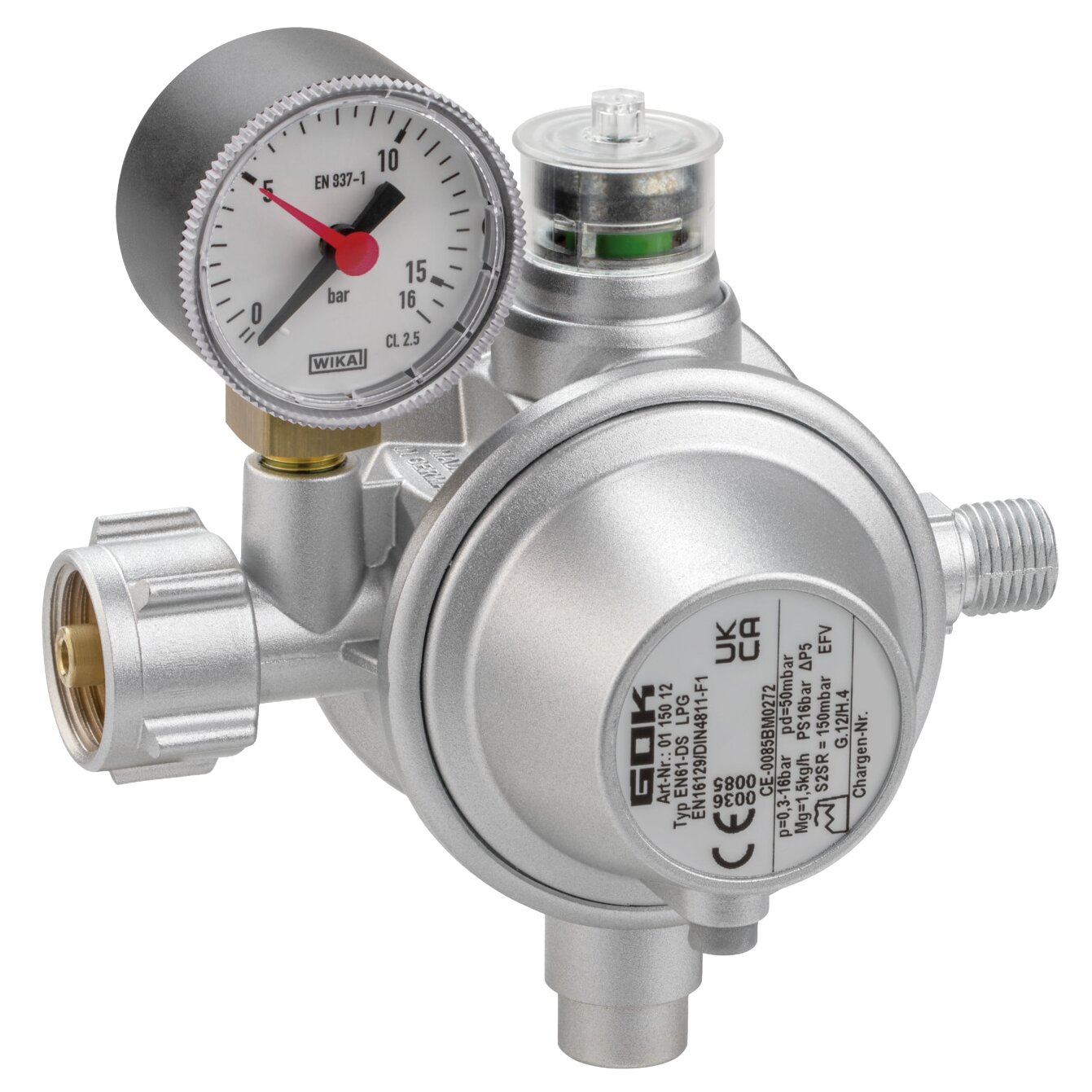 Gas Regulator 1.5 kg/h KLF x G1/4LH-KN UEDS SBS Man.