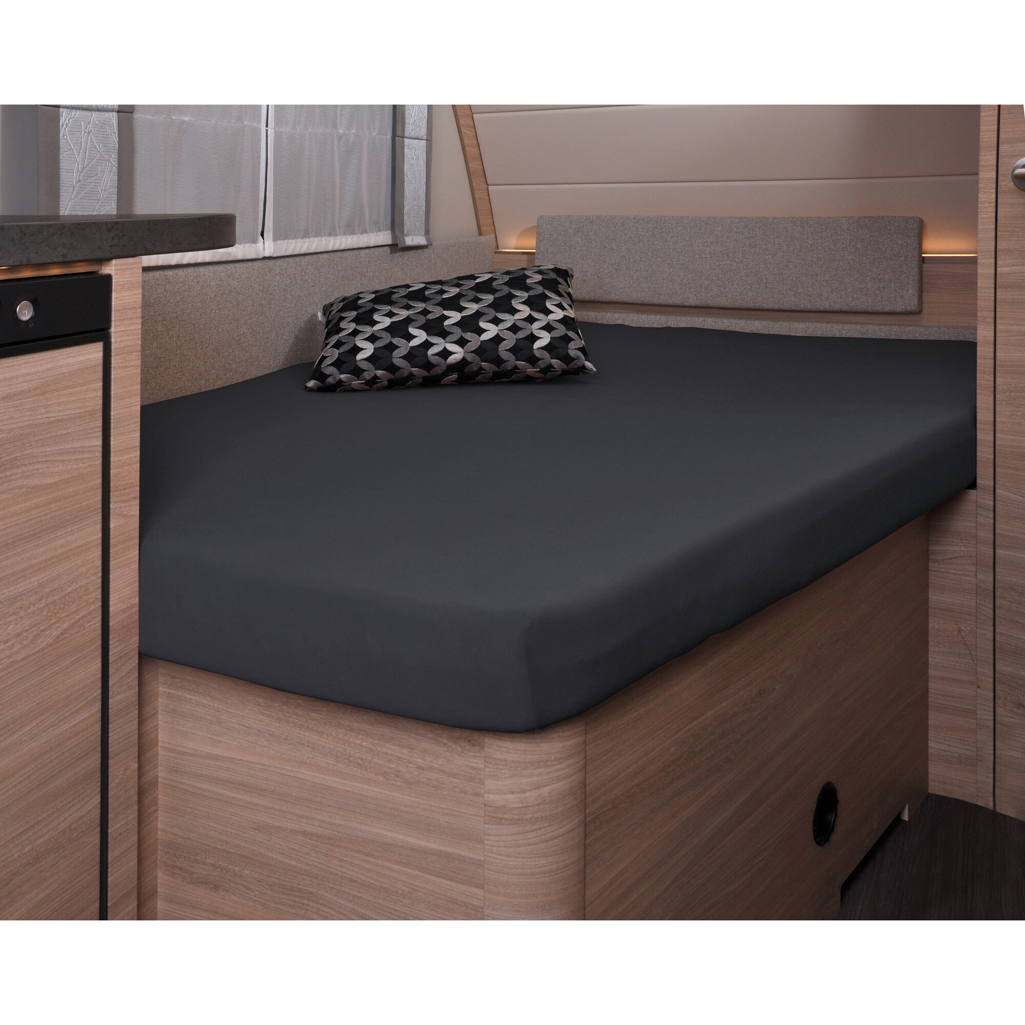 Fitted Sheet, 137 x 195 (110/ 90) cm for French Bed in the Camper, titanium