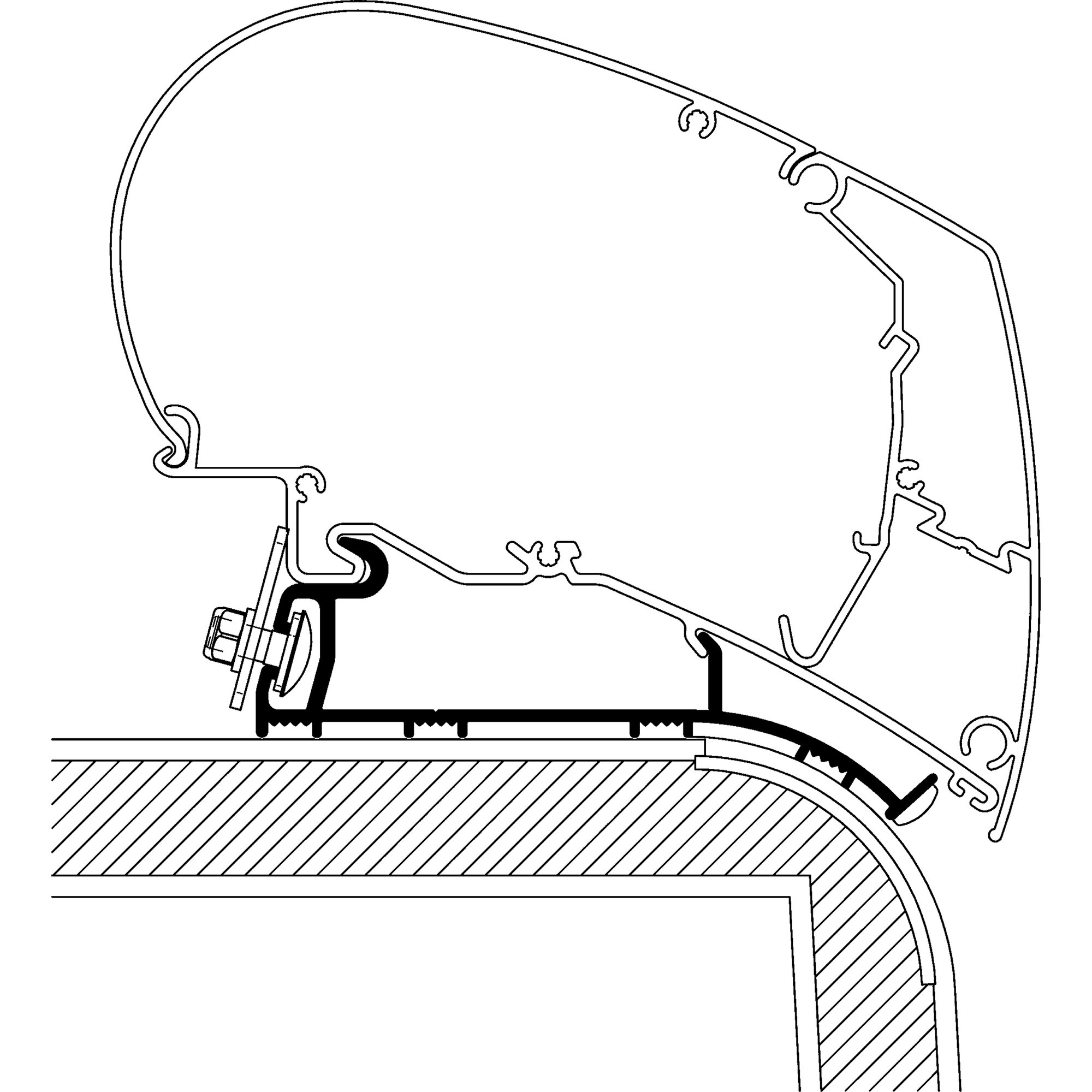 Roof Adapter for Hymer Eriba Nova Caravan 2013 for TO Series 6 and 9, 3,50 m