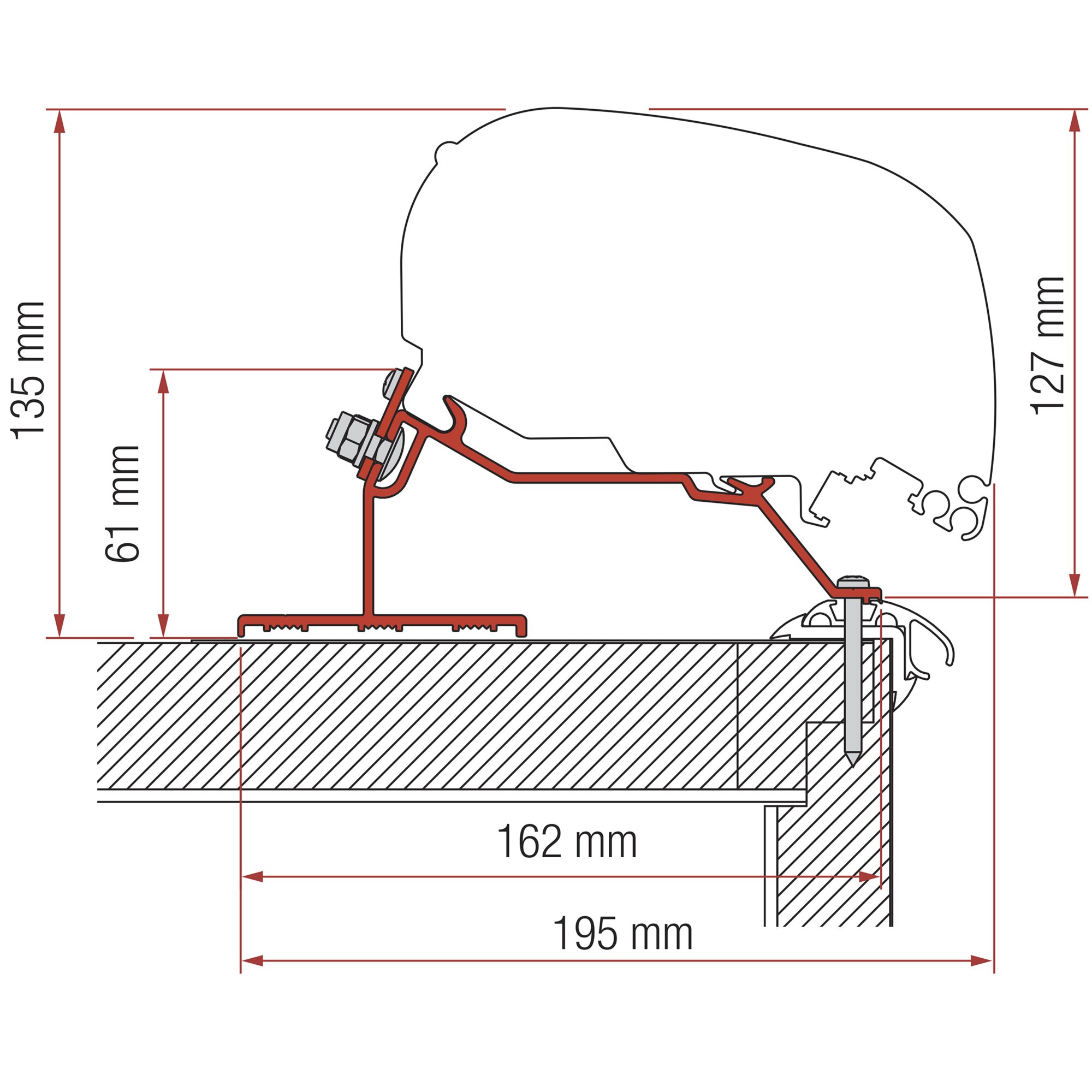 Awning Adapter Caravan Roof, 600 cm