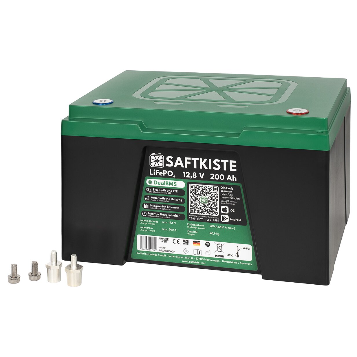 Lithium Battery, terminals at the top, 200 Ah