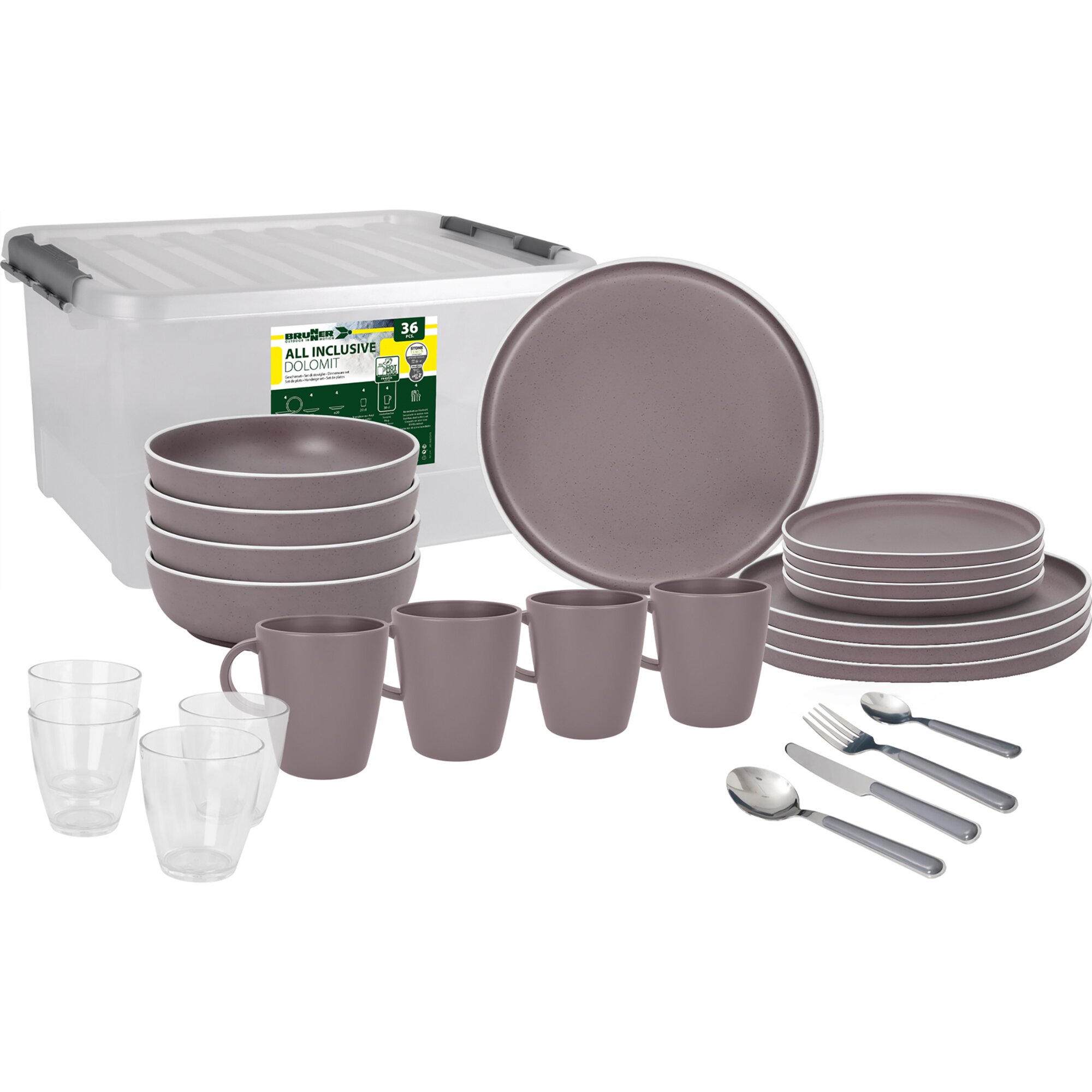 Dolomit tableware set, rosè, 36 pcs