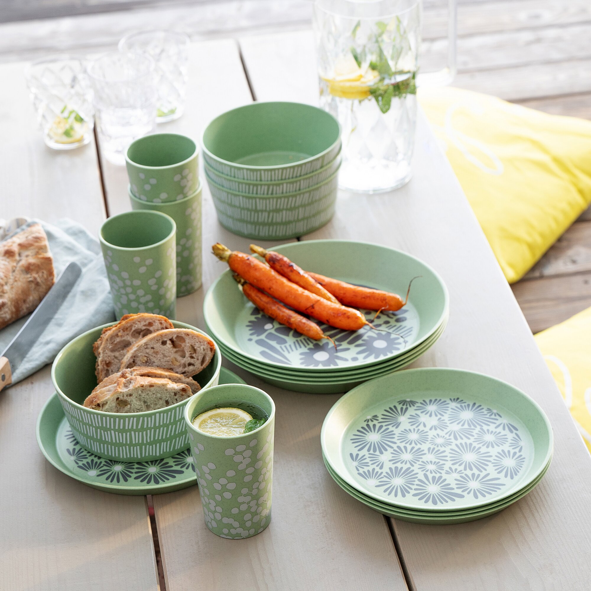 Tableware Set Blomster Natur Blatt 16 pcs green