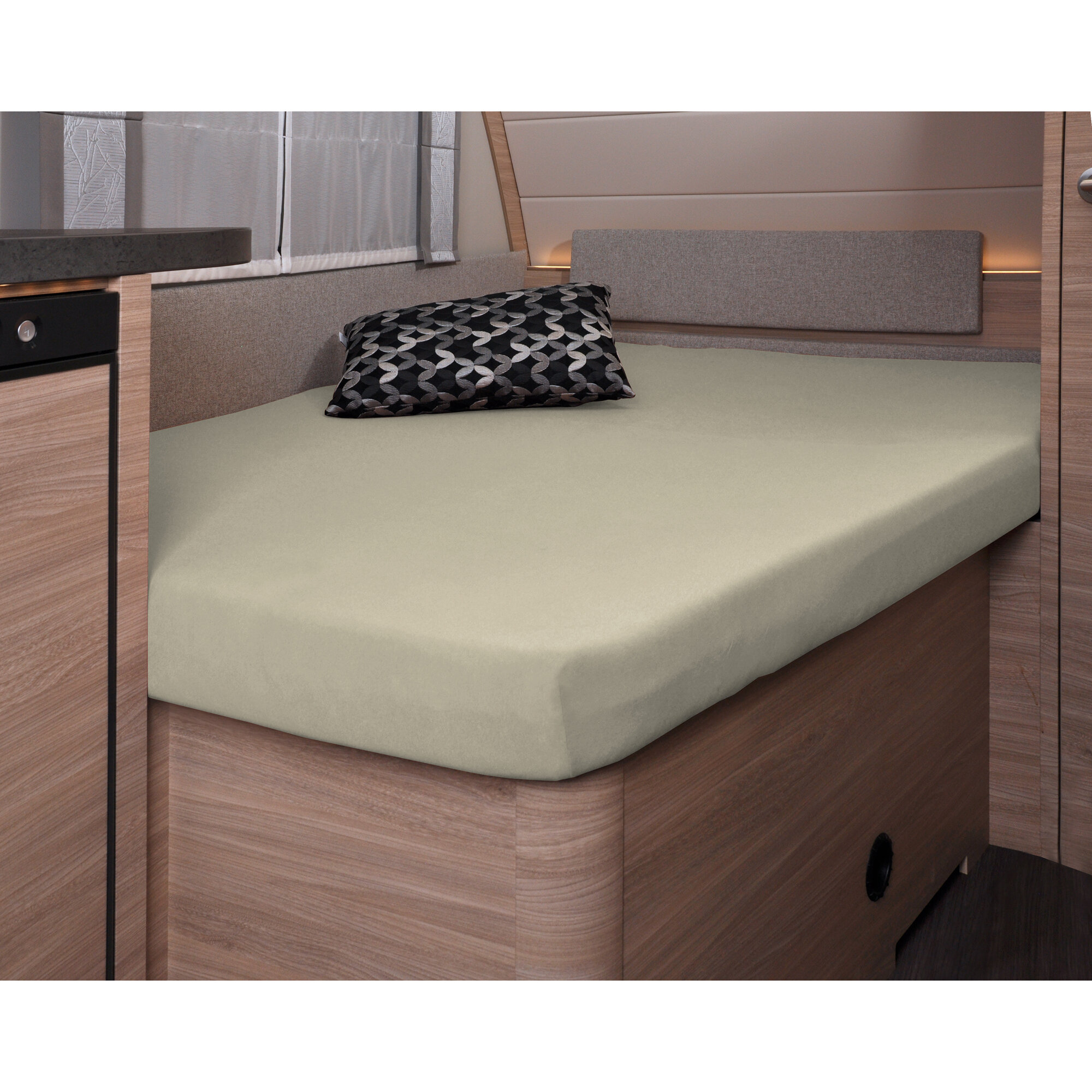 Fitted Sheet, 137 x 195 (110/ 90) cm for French Bed in the Camper, sand