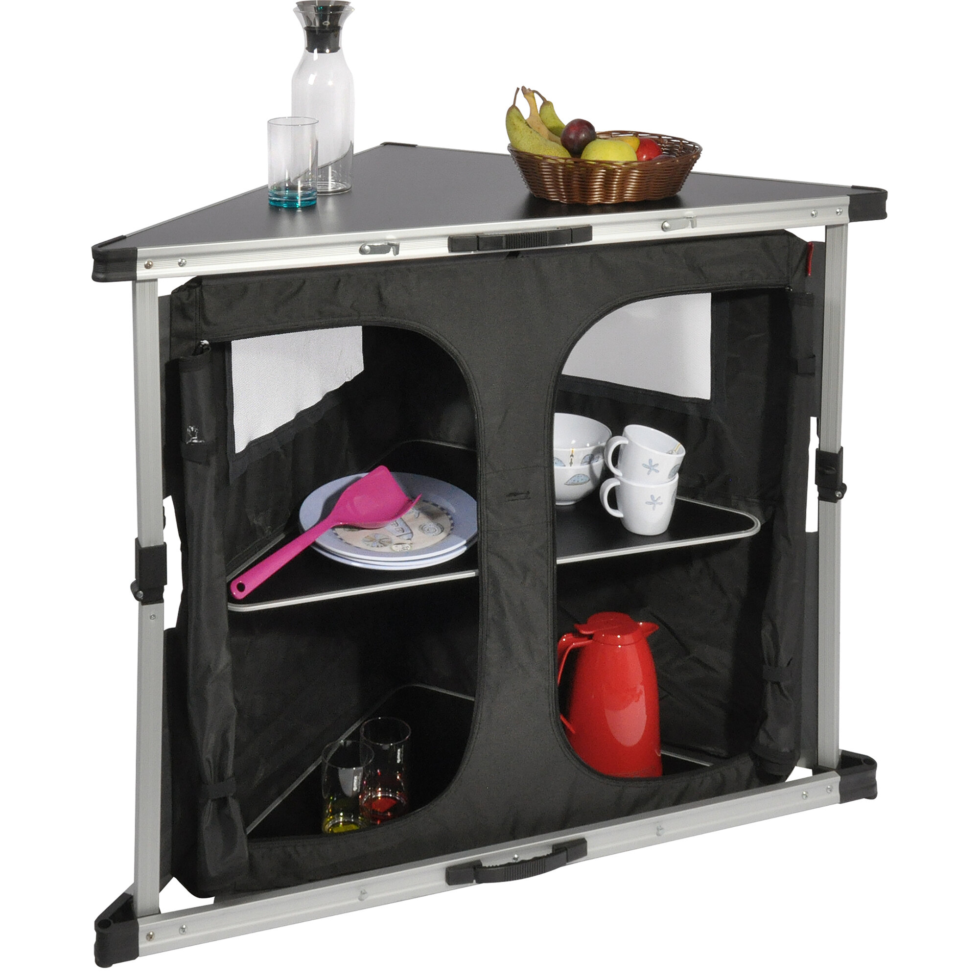 Camping Cabinet, dark grey, Corner Cabinet